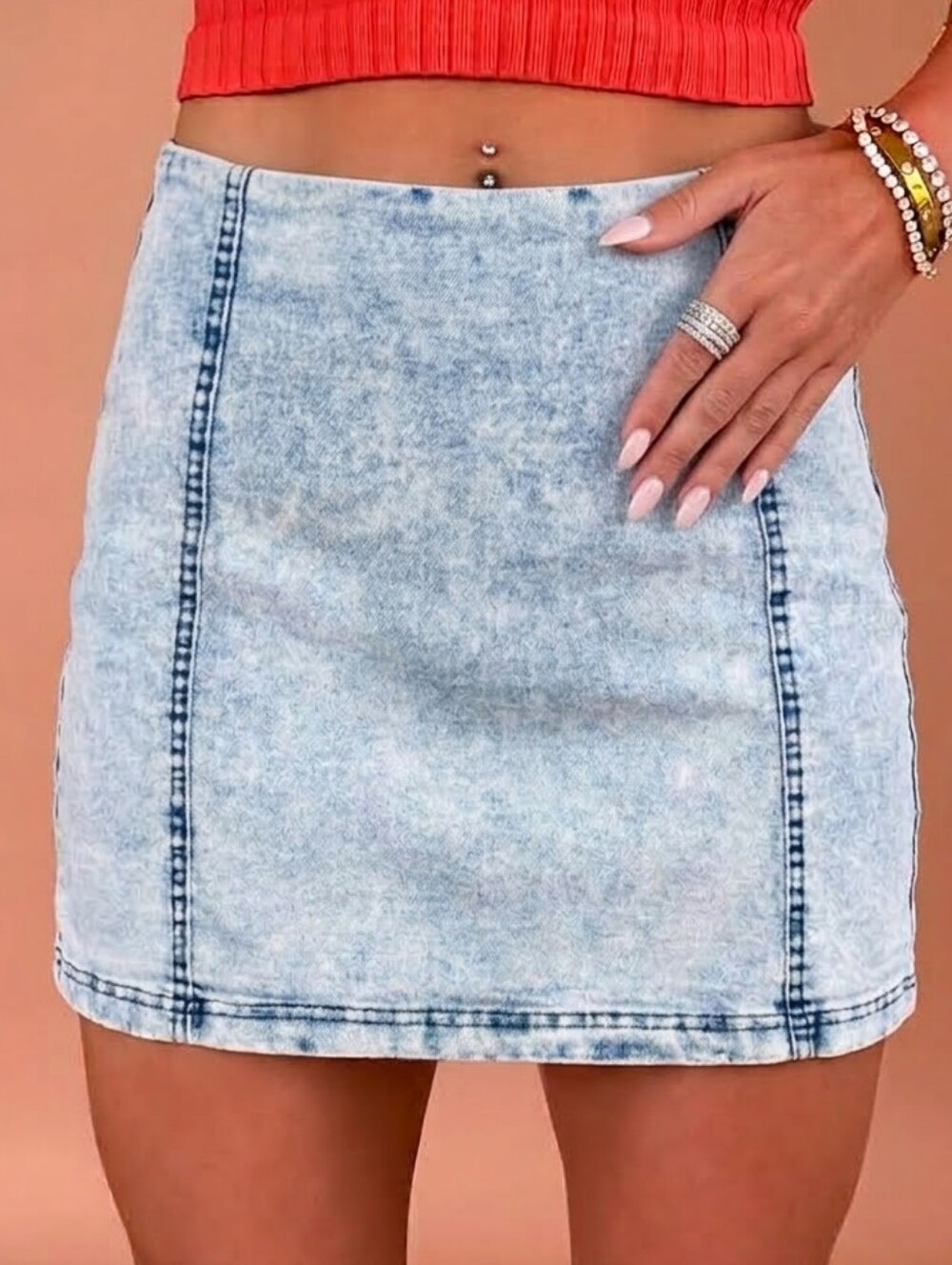 Andrée By Unit Acid Wash Denim Mini Skirt Size Medium